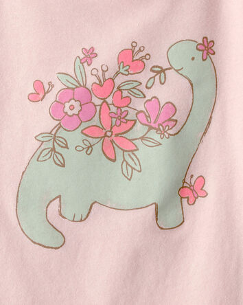 Tout-petit fille - T-shirt &agrave; motif de fleurs et dinosaures - Rose, 