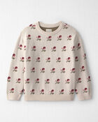 Filles - Chandail en tricot de coton biologique &agrave; motif jacquard floral, image 1 sur 4 diapositives