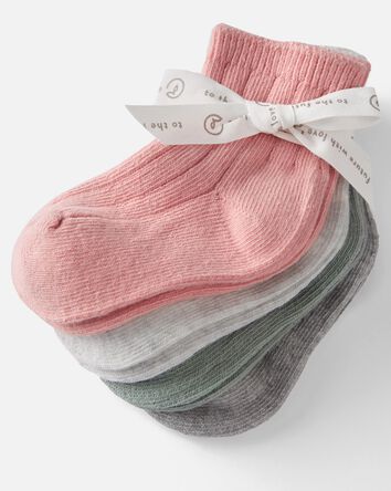 Baby 4-Pack Organic Cotton Rib Socks, 