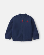Football Teddy Microfleece Zip-Up Jacket - Navy Blue, image 1 of 3 slides