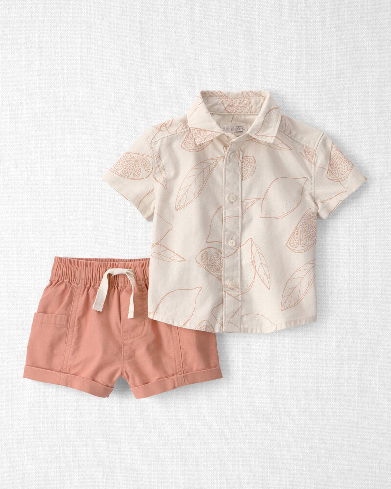 Baby Boy 2-Piece Shorts Set Made with Organic Cotton in Citrus, image 1 of 6 slides