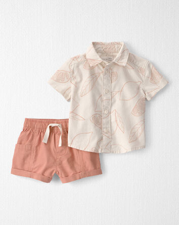B&eacute;b&eacute; gar&ccedil;on - Ensemble 2 pi&egrave;ces short fabriqu&eacute; &agrave; partir de coton biologique, agrumes, 