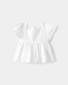 Baby Girl Short-Sleeve Ruffle Top - White, image 1 of 3 slides