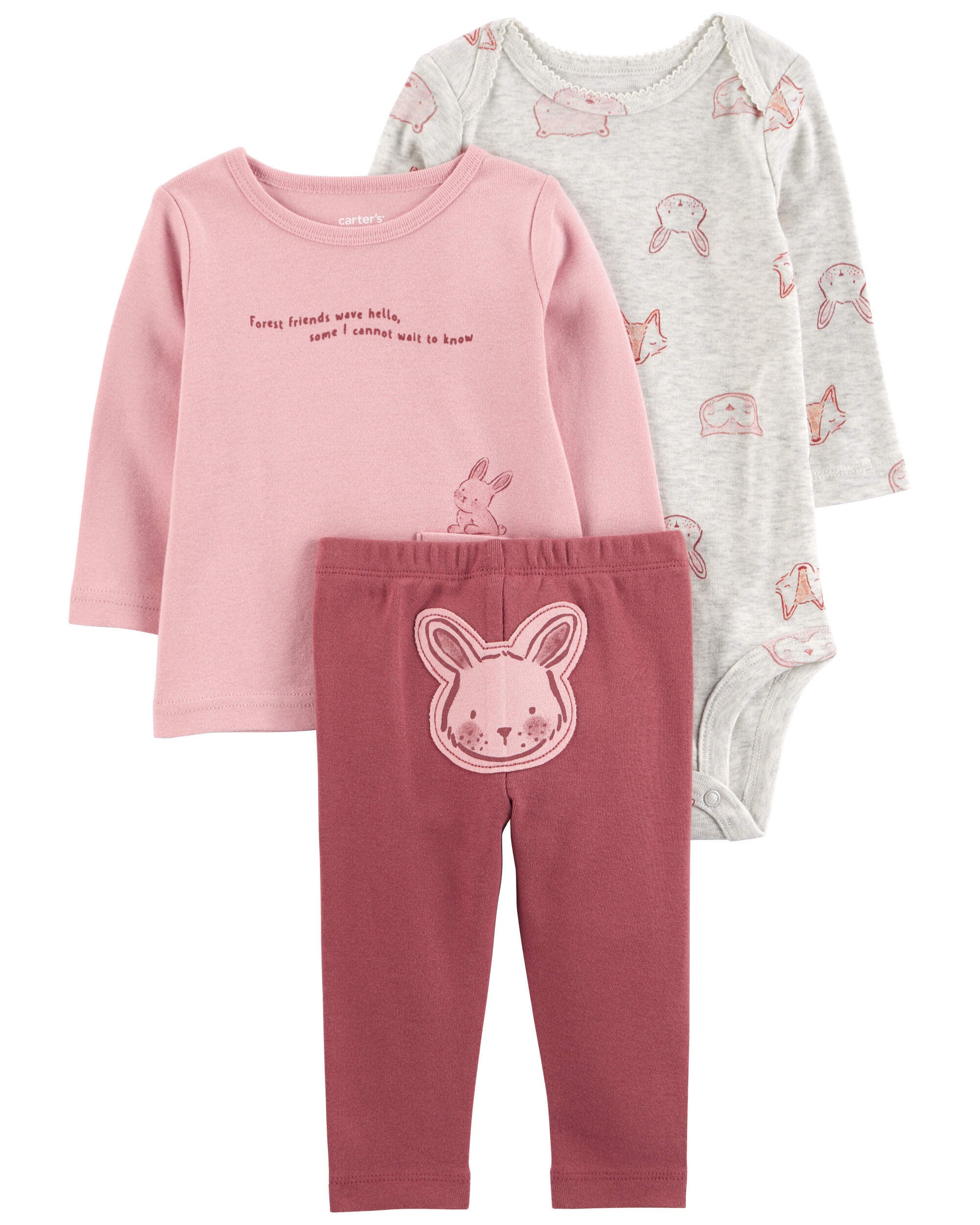 3M Carter s Baby Girls 3 Piece Bunny Little Character Set