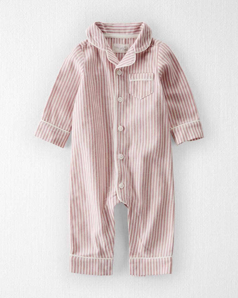 1-Piece Organic Cotton Coat Style Pyjamas , image 1 of 4 slides