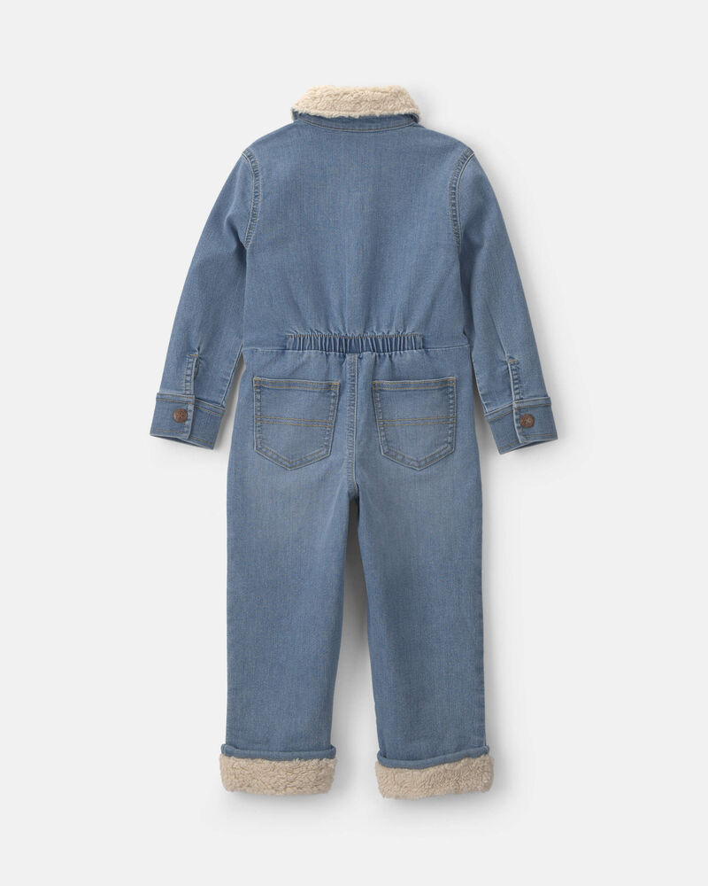 Tout-petit gar&ccedil;on - Combinaison &agrave; manches longues en denim et molleton teddy &ndash; D&eacute;lav&eacute; moyen, image 2 sur 3 diapositives