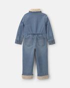Tout-petit gar&ccedil;on - Combinaison &agrave; manches longues en denim et molleton teddy &ndash; D&eacute;lav&eacute; moyen, image 2 sur 3 diapositives