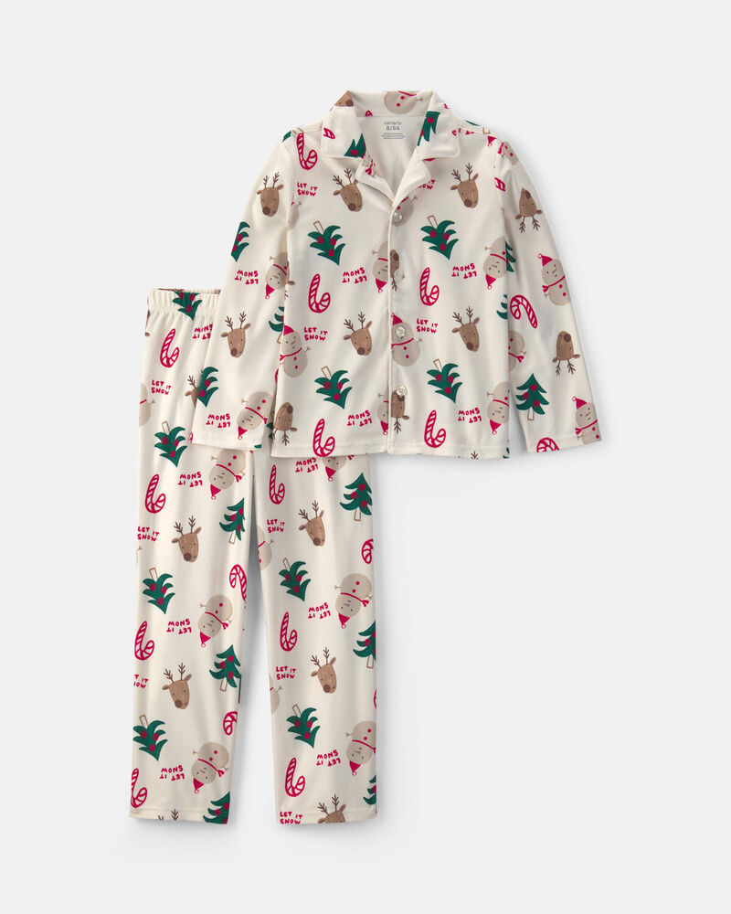 Jeune - Pyjama ample 2 pi&egrave;ces en molleton &agrave; th&egrave;me de No&euml;l &ndash; Cr&egrave;me, image 1 sur 2 diapositives