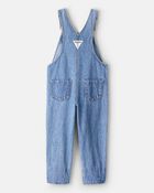 Toddler Girl Floral Patchwork Denim Overalls - Blue, image 2 of 4 slides