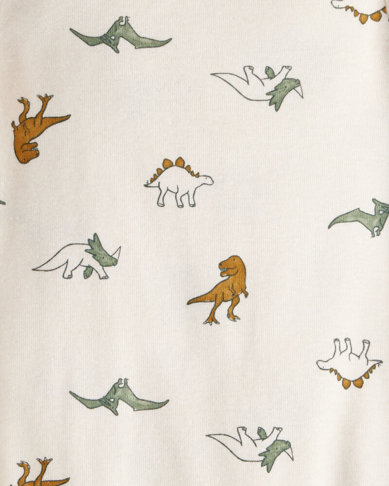 B&eacute;b&eacute; gar&ccedil;on - Emballage de 4 cache-couches en coton &agrave; manches longues et motif dinosaures - Blanc, image 4 sur 5 diapositives