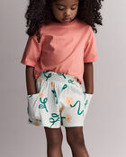 Tout-petit fille - Short ample &agrave; poches &agrave; imprim&eacute; floral - Vert clair, image 4 sur 7 diapositives
