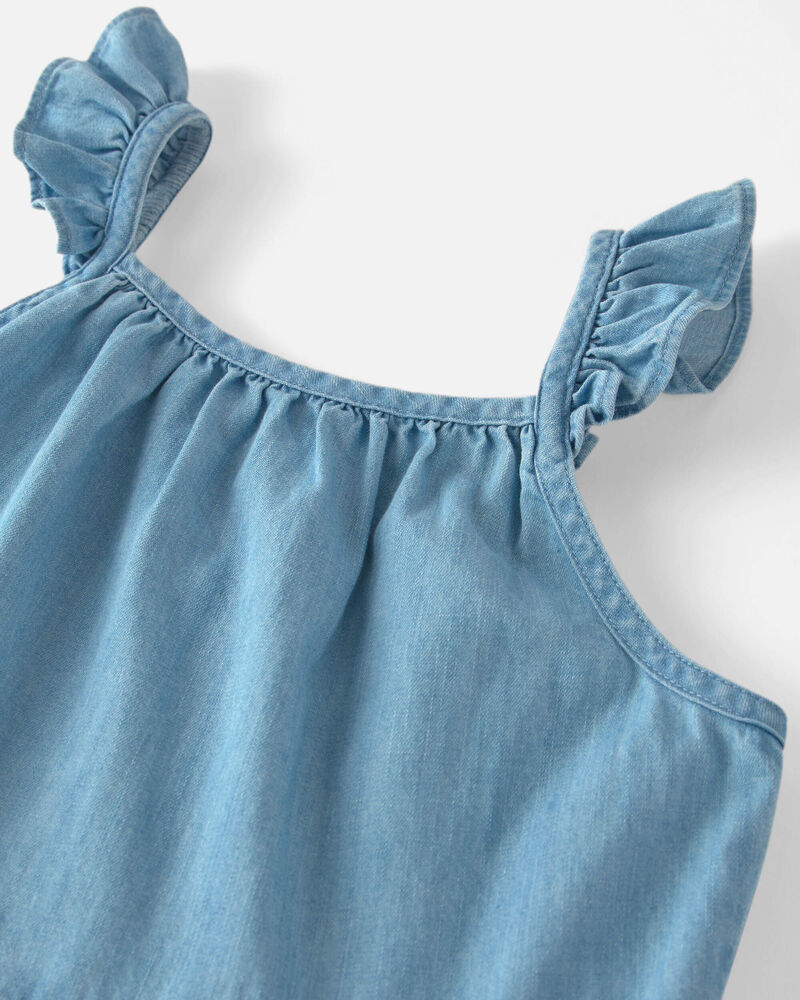Girls Organic Cotton Chambray Dress, image 3 of 5 slides
