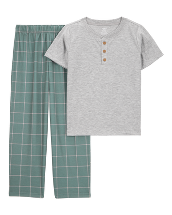 Kid 2-Piece Plaid Loose Fit Pyjamas, 