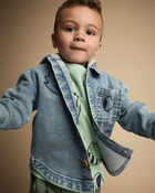 Tout-petit - Blouson en denim &agrave; capuchon au d&eacute;lav&eacute; Avenue - Gris/Bleu chin&eacute;, image 3 sur 5 diapositives