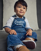 Baby Logo Denim Overalls - Dark Wash, image 2 of 7 slides