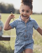 Enfant Barboteuse en chambray de coton biologique, image 4 sur 5 diapositives