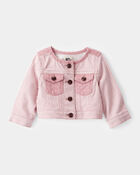 Baby Twill Striped Jacket -  Pink, image 1 of 3 slides