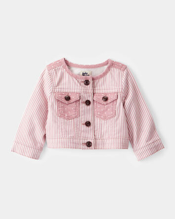 Baby Twill Striped Jacket -  Pink, 