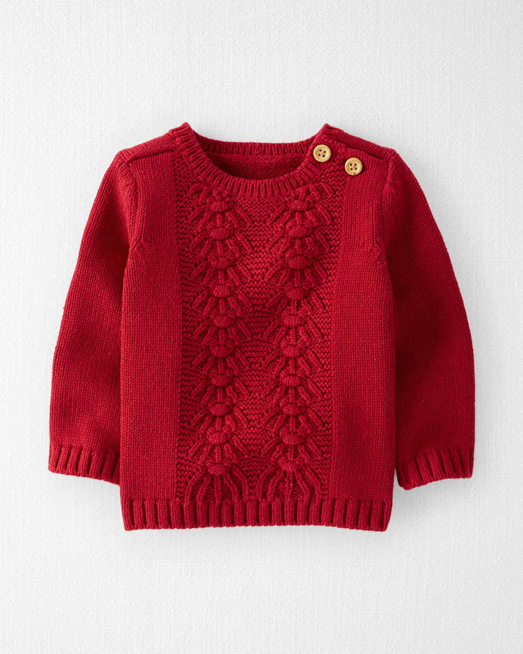 Deep Red Organic Cotton Cable Knit Sweater Carter s Oshkosh Canada