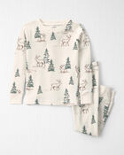 Tout-petit - Pyjama 2 pi&egrave;ces en coton biologique au motif For&ecirc;t de rennes, image 1 sur 3 diapositives