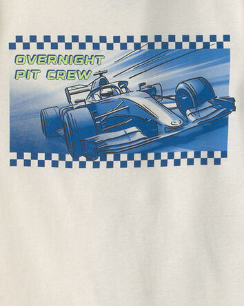 Gar&ccedil;ons - Pyjama 4 pi&egrave;ces en 100&nbsp;% coton &agrave; voitures de course - Bleu/Blanc, 