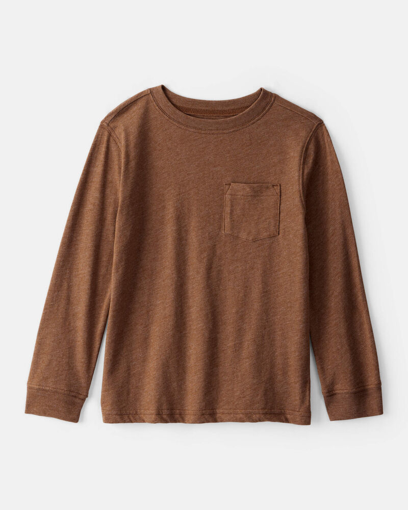 Boys Solid Long-Sleeve Tee - Brown, image 1 of 3 slides