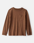Boys Solid Long-Sleeve Tee - Brown, image 1 of 3 slides