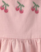 Tout-petit fille - Robe sans manches &agrave; motif de cerises - Rose, image 3 sur 3 diapositives