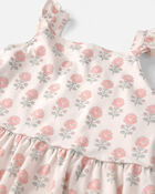 Girls Organic Cotton Tiered Dress in Rosebud Petal Print, image 3 of 5 slides