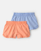 B&eacute;b&eacute; fille - Emballage de 2 shorts mode &agrave; ourlet volant&eacute; - Orange/Bleu, image 1 sur 4 diapositives