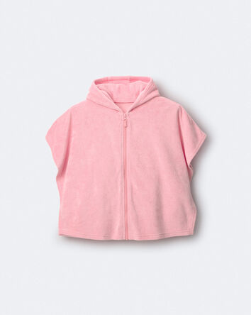 Tout-petit fille - Poncho &agrave; capuchon en jersey bouclette serviette - Rose clair, 