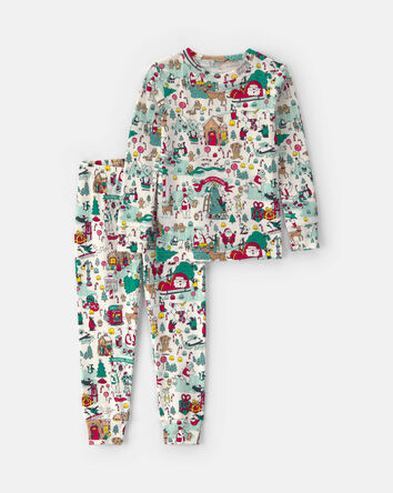 Toddler 2-Piece Christmas Scavenger Hunt 100% Cotton Snug Fit Pyjama Set, 