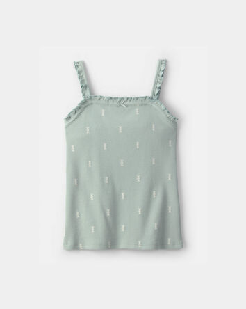 Filles - D&eacute;bardeur &agrave; volants &agrave; motif floral - Vert, 