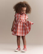 Toddler Girl Avenue Twirl&trade; Gingham Scalloped Dress - Light Pink/Orange, image 6 of 7 slides