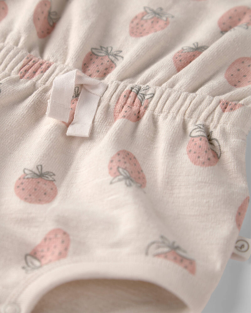 B&eacute;b&eacute; fille - Barboteuse en coton biologique, fraises, image 2 sur 3 diapositives