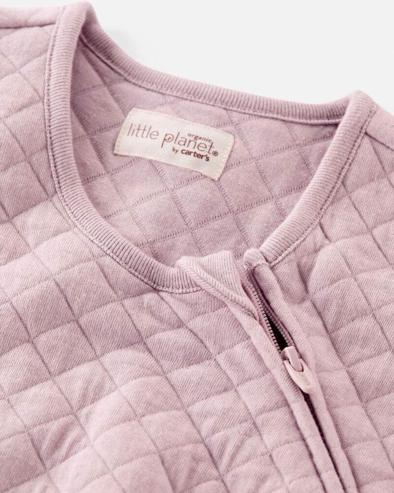 Baby Girl Doubleknit Zip Little Planet Wearable Blanket - Blush, image 3 of 5 slides