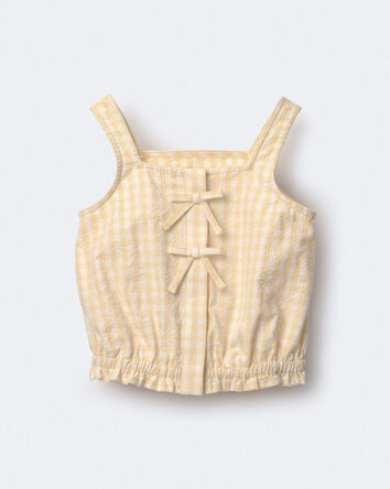 Toddler Girl Gingham Peplum Top with Bows - Yellow, 
