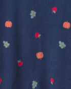 Baby Girl Fruit Fleece 2-Way Zip Sleeper - Blue, image 4 of 5 slides