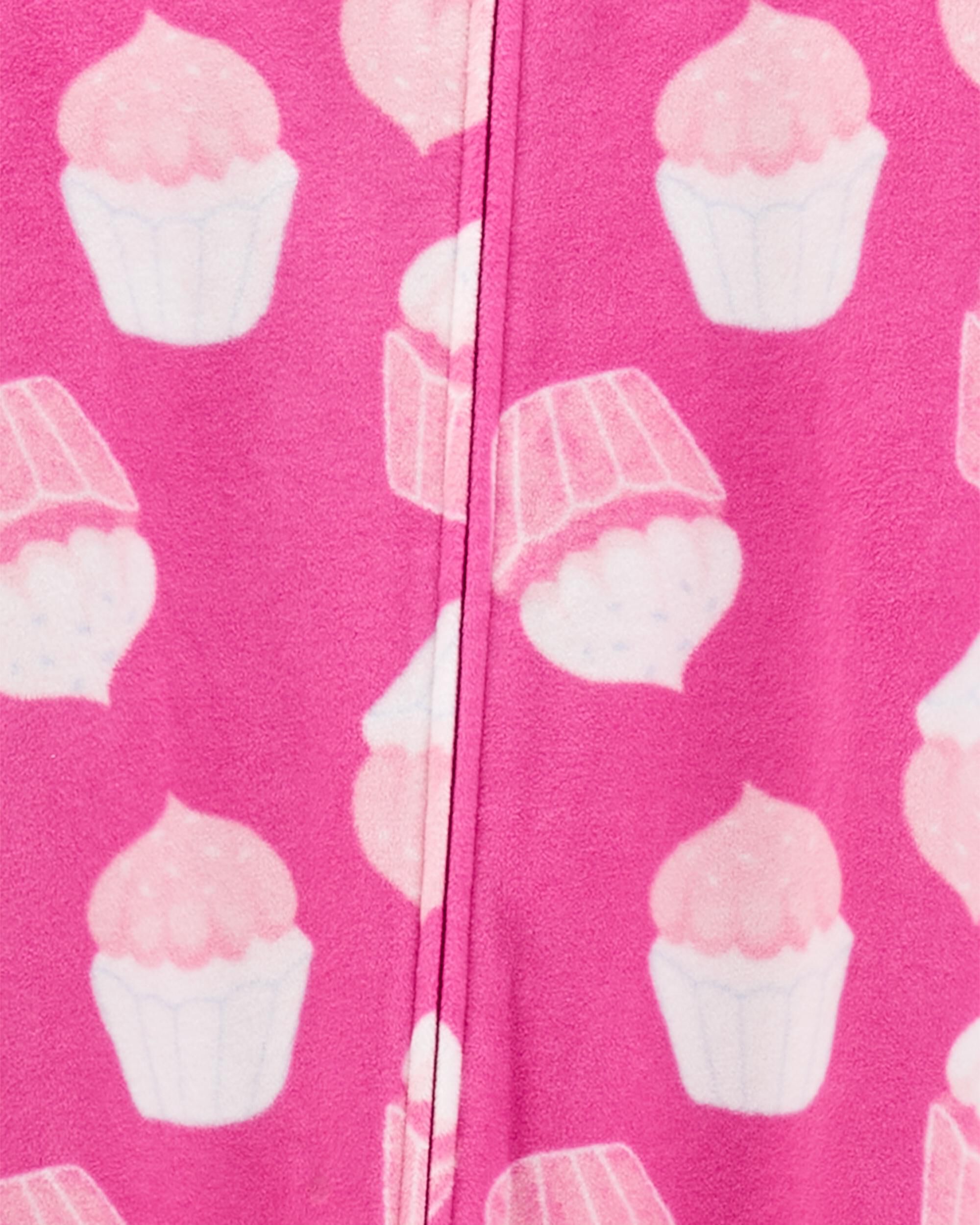 Pink Kid 1 Piece Cupcake Fleece Footie Pyjamas Carter s Oshkosh Canada