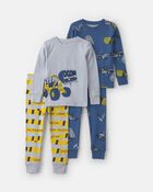 Toddler Boy 4-Piece Construction 100% Cotton Snug Fit Pyjama Set - Blue/Green, image 1 of 5 slides
