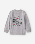 Tout-petit - T-shirt manches longues &agrave; motif chien de No&euml;l &ndash; Gris, image 1 sur 2 diapositives