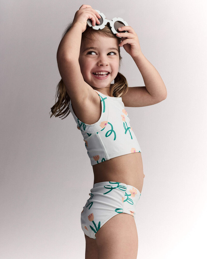 Toddler Girl Tankini in Floral Print - Light Green, image 3 of 7 slides