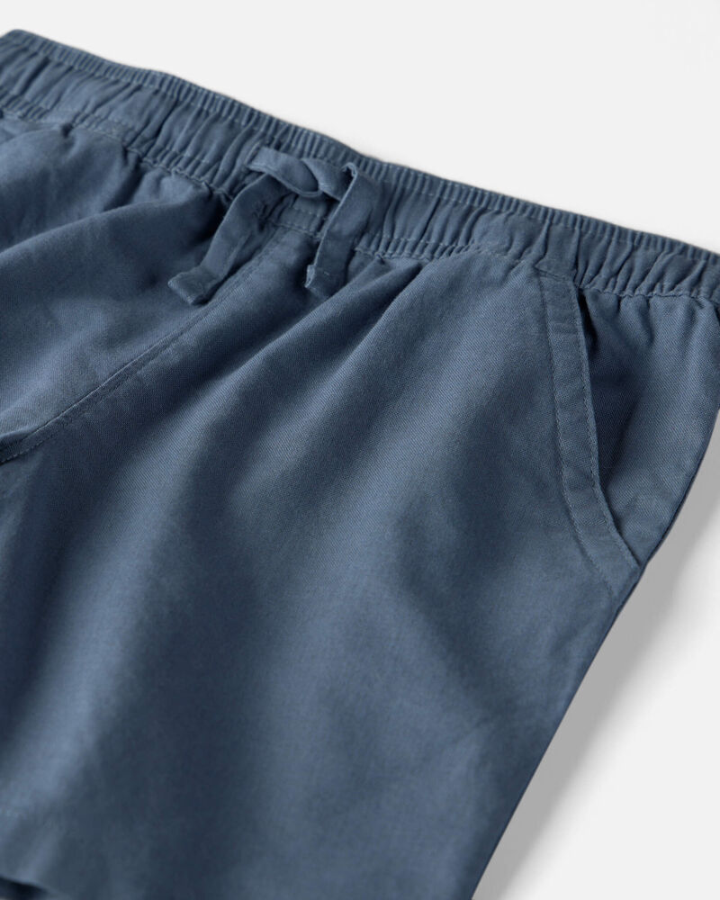 Boys 2-Piece Linen Top & Short Set Made with Organic Cotton in Blue Hibiscus, image 3 of 5 slides