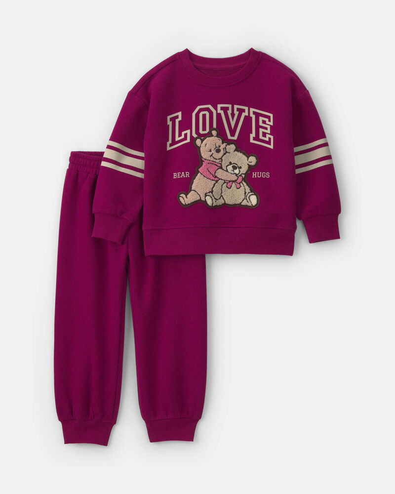 Toddler Girl 2-Piece Winnie the Pooh Top & Pant Set - Burgundy, image 1 of 5 slides