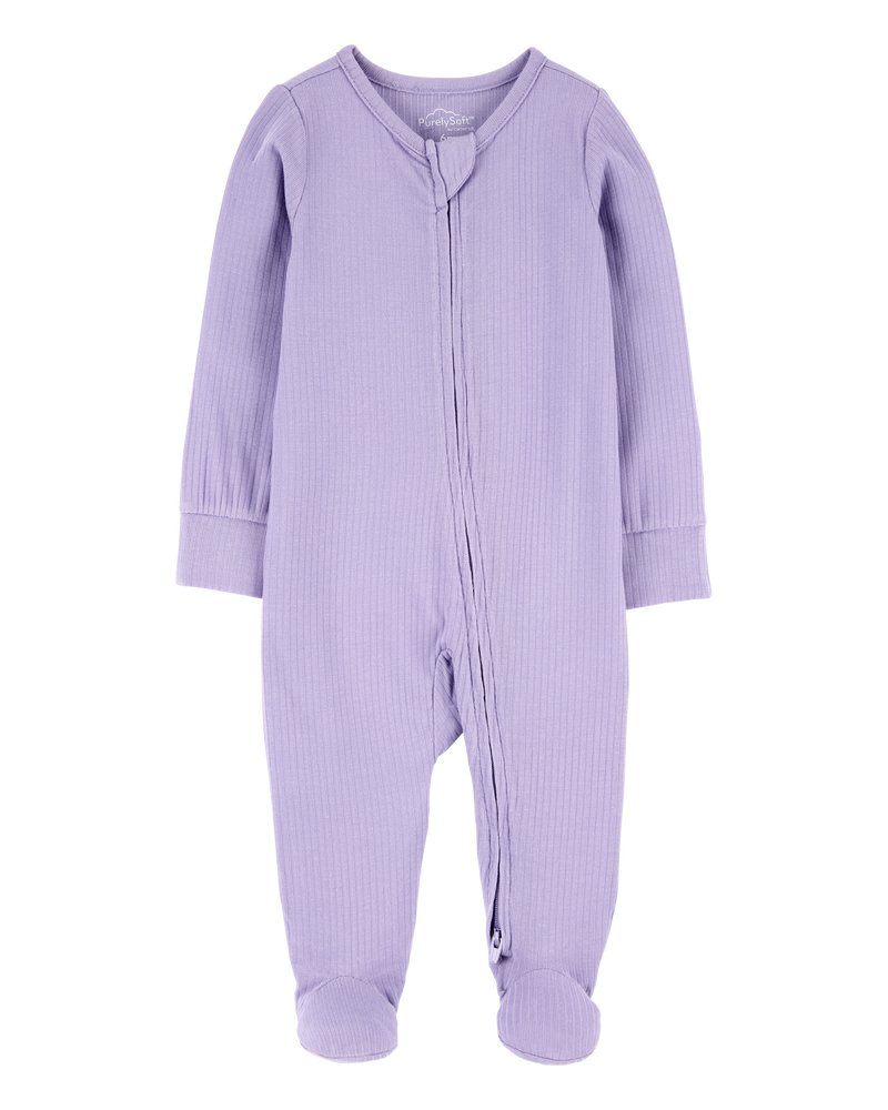 Baby Girls Baby Zip Up PurelySoft Sleeper Pyjamas Purple 6M Carter s