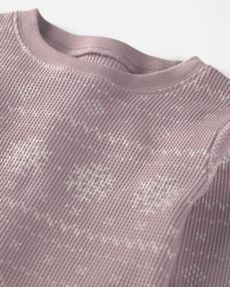 B&eacute;b&eacute; fille - Pyjama 2 pi&egrave;ces en tricot gaufr&eacute; fait avec du coton biologique &agrave; motif jacquard, image 2 sur 3 diapositives