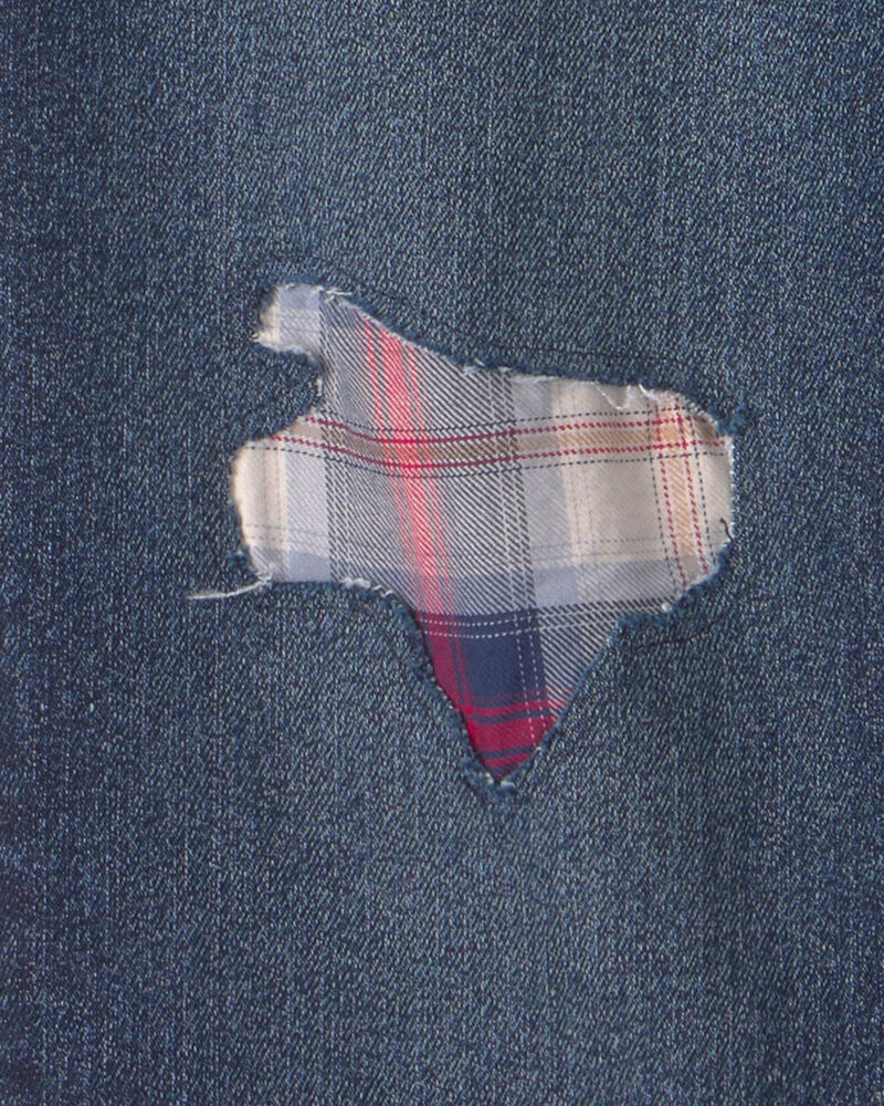 Boys Patched Denim Straight Jeans - Dark Wash, image 3 of 4 slides