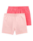 Kid 2-Pack Pink Bike Shorts, image 1 of 5 slides