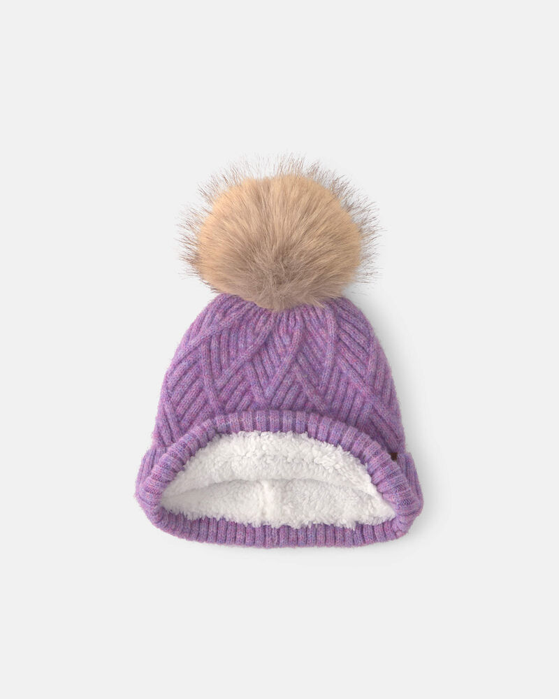 Toddler Girl Kombi Diamond Pom Hat - Lilac, image 3 of 3 slides