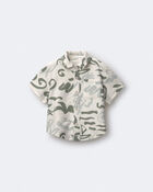 Toddler Boy Button-Down Short Sleeve Shirt in Sailboat Print - Cream, image 2 of 6 slides